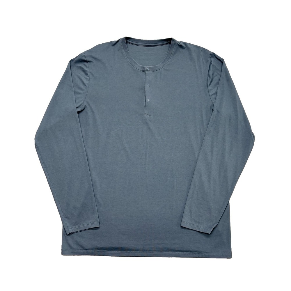 Lululemon‎ The Fundamental Long Sleeve Henley Blue Size XL Comfort Tech